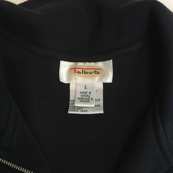 Talbots Black Zip Up Knit Cotton Sweater Jacket, Women’s Large - Picture 4 of 8